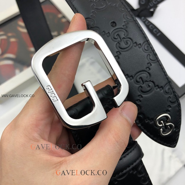 NEW Gucci Men's Leather Belt w Large Polish Metal G Buckle